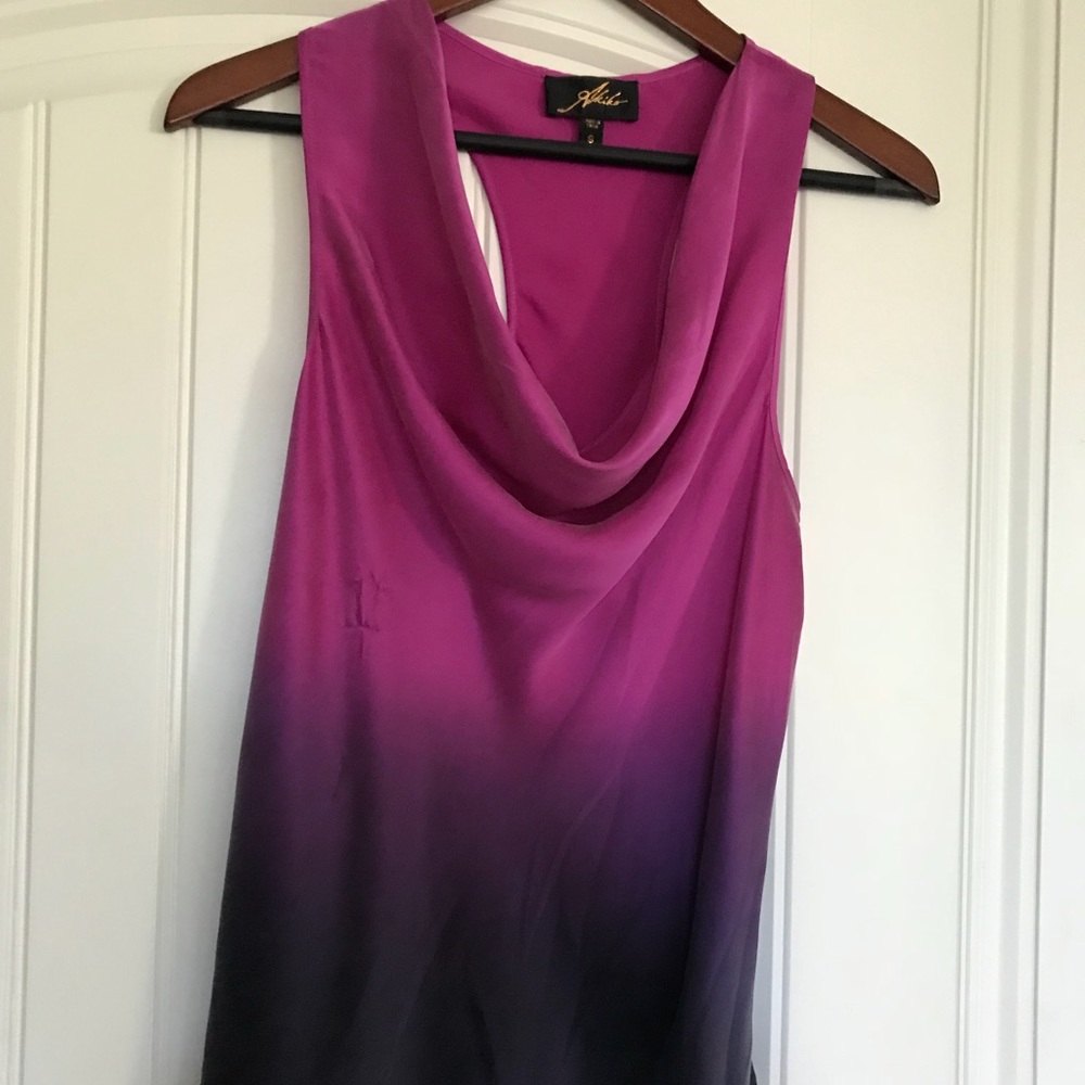 Akiko silk pink to purple ombré tank blouse